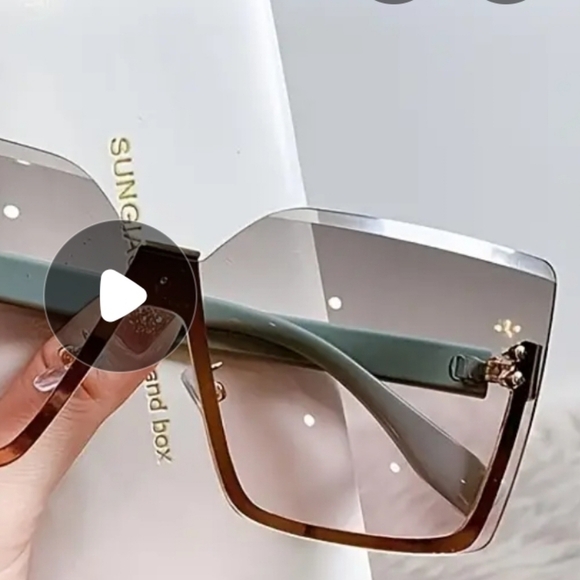 XING YU LADIES OVERSIZED RIMLESS FASHION TRENDY SUNGLASSES GREENISH METAL FRAME - Picture 4 of 4